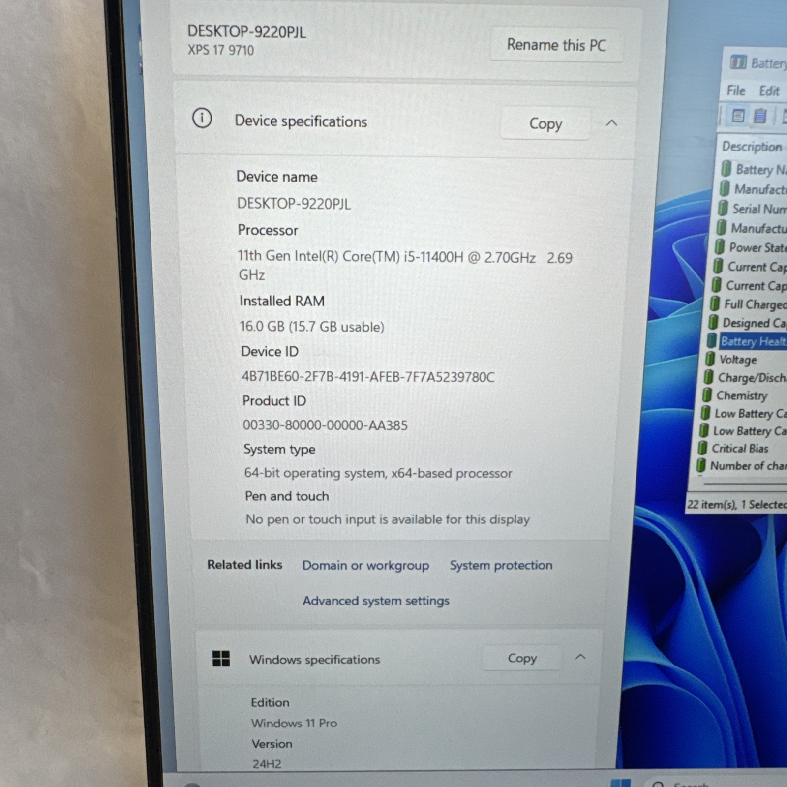 Dell XPS 15 9510 15” Intel Core i5-11400H @2.70GHz 16GB RAM 512GB SSD W11P