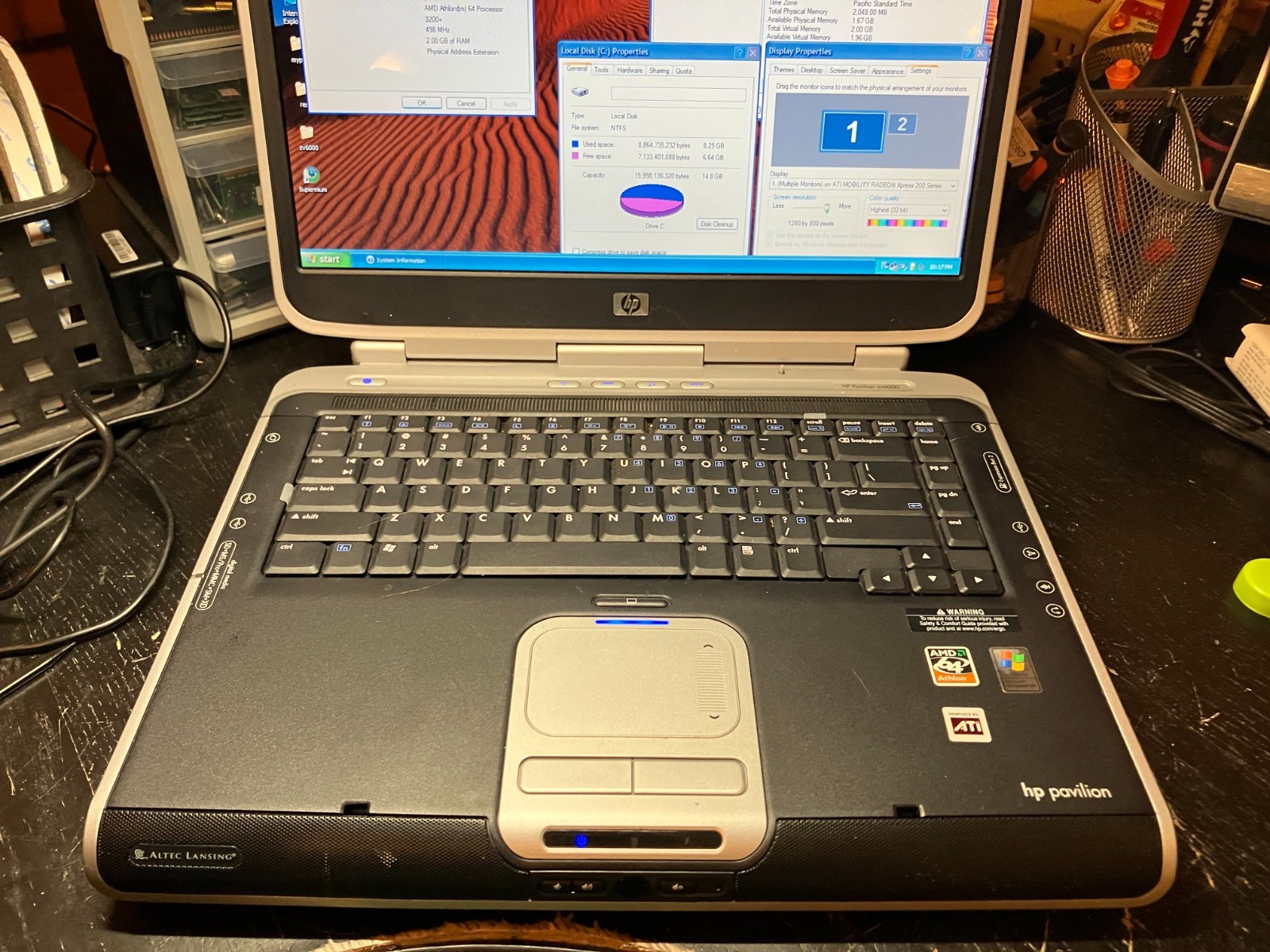 HP Pavilion ZV6000 Vintage Laptop Athlon 2GHz 16GB SSD 2GB RAM ATI X200 Win XP