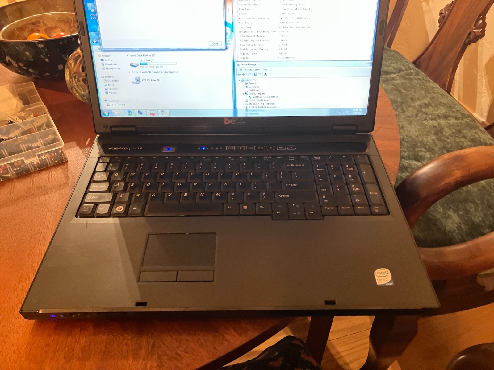 Dell Vostro 1710 17″ Vintage Laptop C2D 1.8GHz 4GB RAM 120GB SSD Win XP Wifi HD
