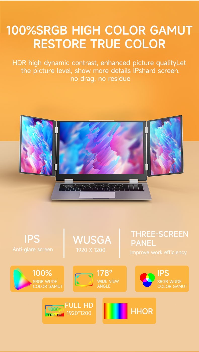 Face recogniti 16 inch 3 Scree Foldable i7 Laptop 32G RAM 1TB SSD Win11 Computer