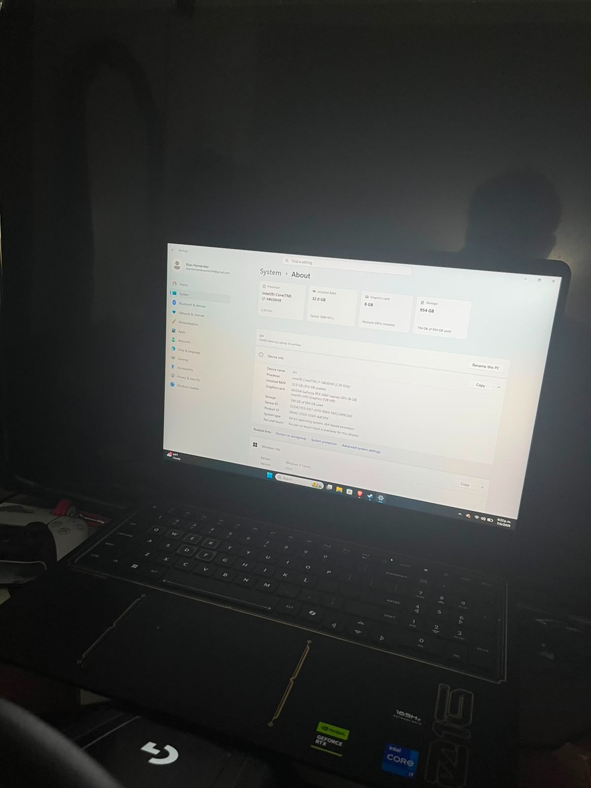HP Omen Gaming Laptop-RTX 5060-Intel Core i7-14650HX, 32GB RAM, 1TB SSD.