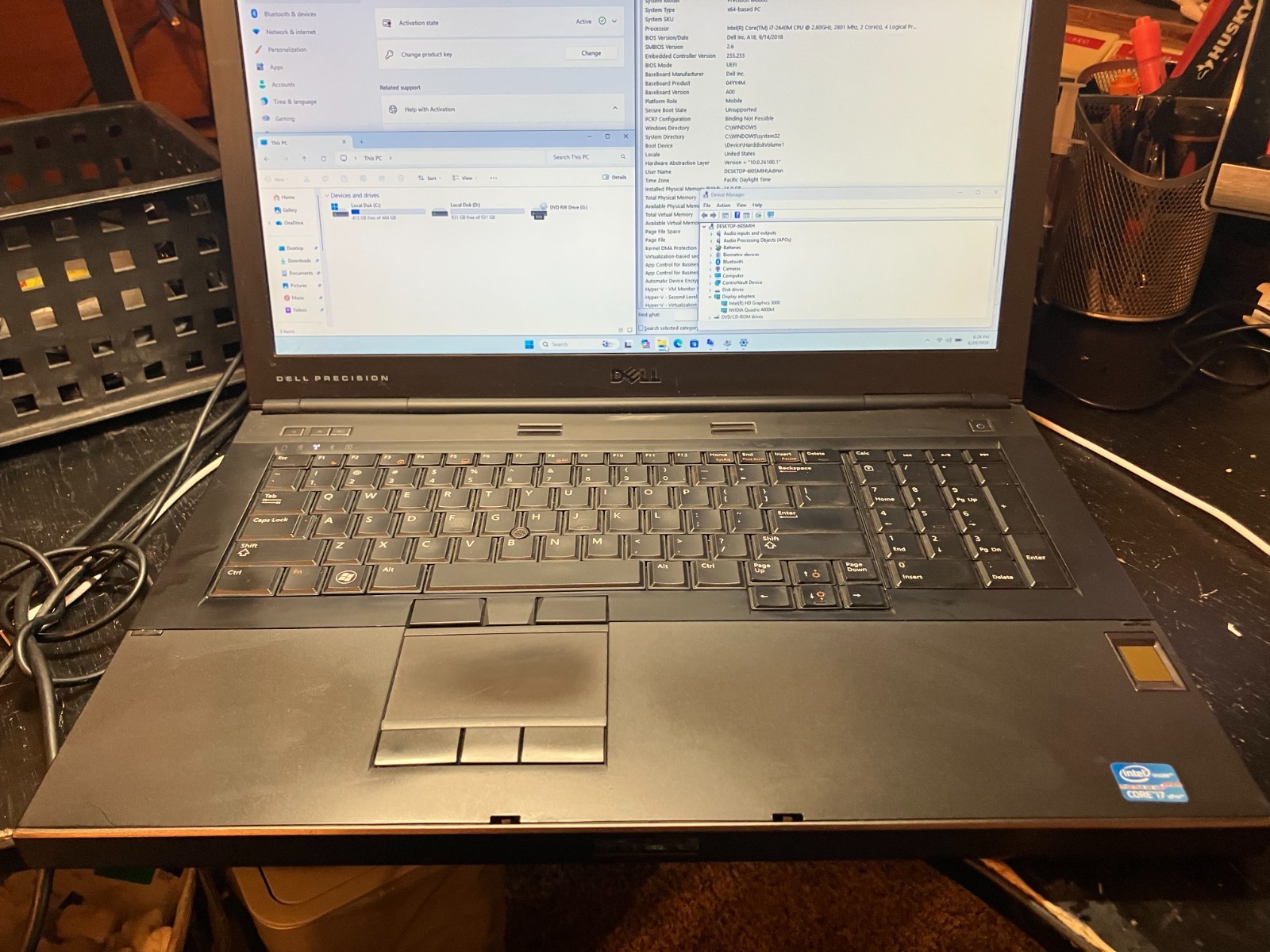 Dell Precision M6600 17″ Laptop i7 2.8GHz 16GB RAM 1.5TB SSD+HDD NVIDIA GPU W11