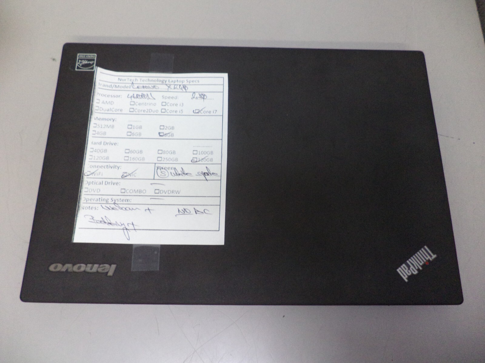 Lenovo ThinkPad X240 12.5″ i7-4600U 2.1GHz 8GB/320GB Webcam Laptop [No OS/AC]