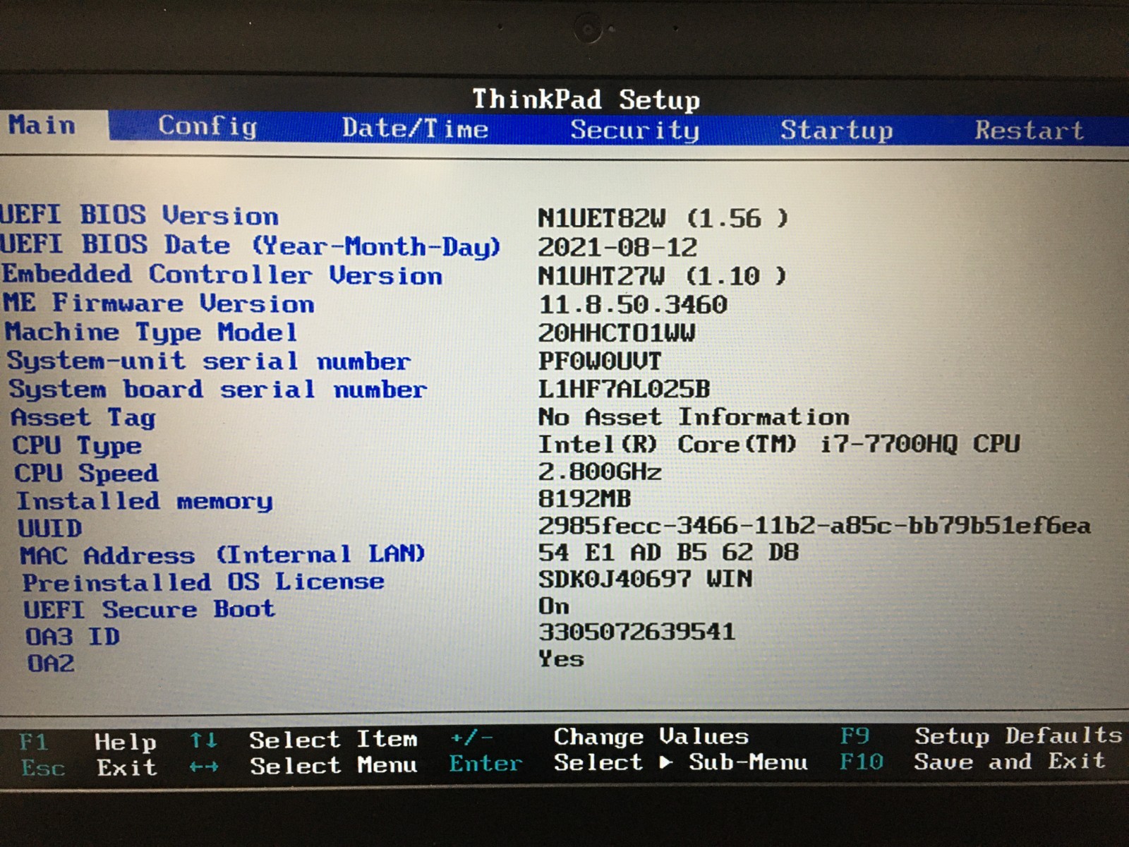 Lenovo ThinkPad P51 i7-7700HQ 8GB RAM No HD/ OS *BIOS/READ* | LP367