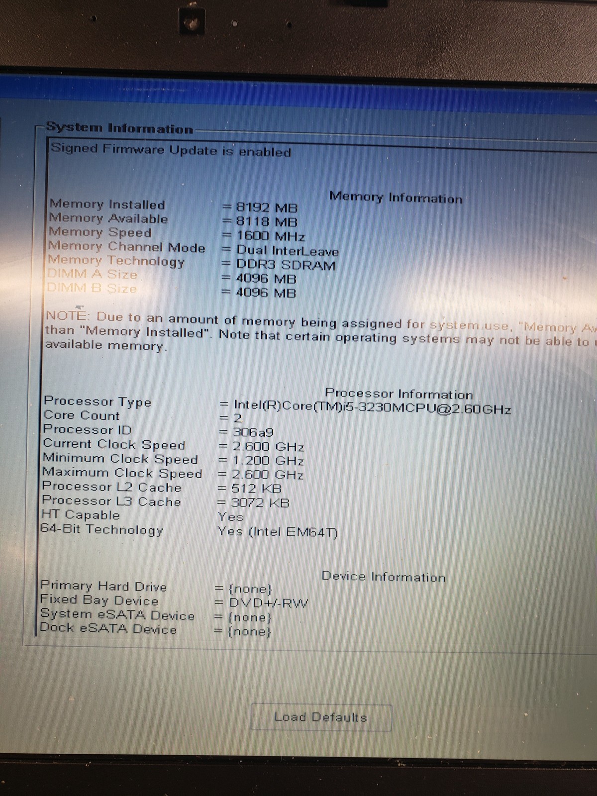 Dell Latitude E5430 Intel Core i5-3230M @ 2.60GHz 8 GB No Drive 14.0″