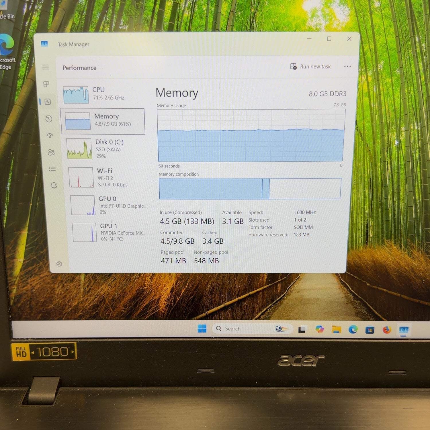 Acer Aspire E5 E5-576G 15.6″ i5-8250U 1.6GHz 8GB RAM 256GB SSD GeForce MX150