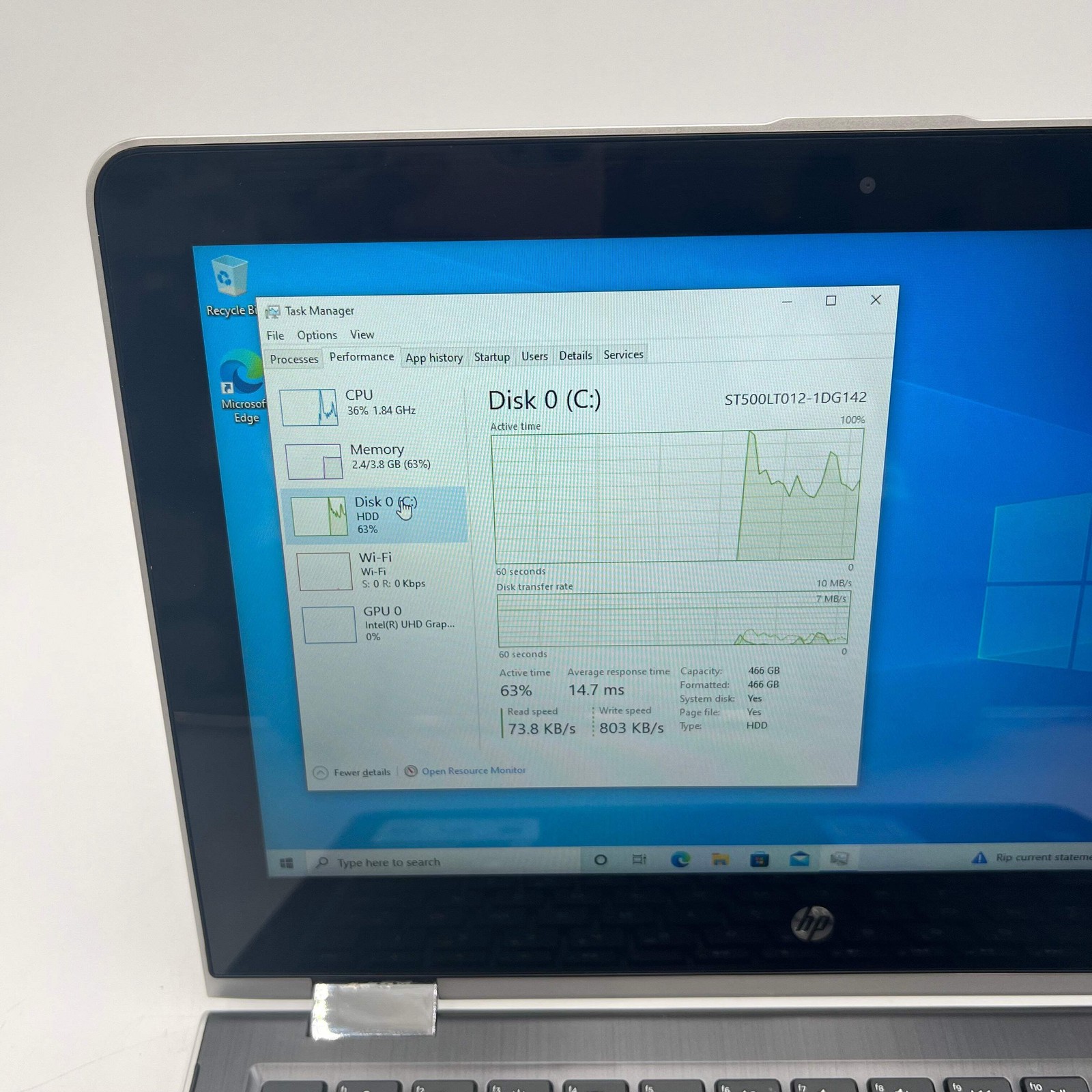 HP Pavilion x360 11m-ad113dx 11″ Laptop Intel Pentium 4GB RAM 500GB Silver