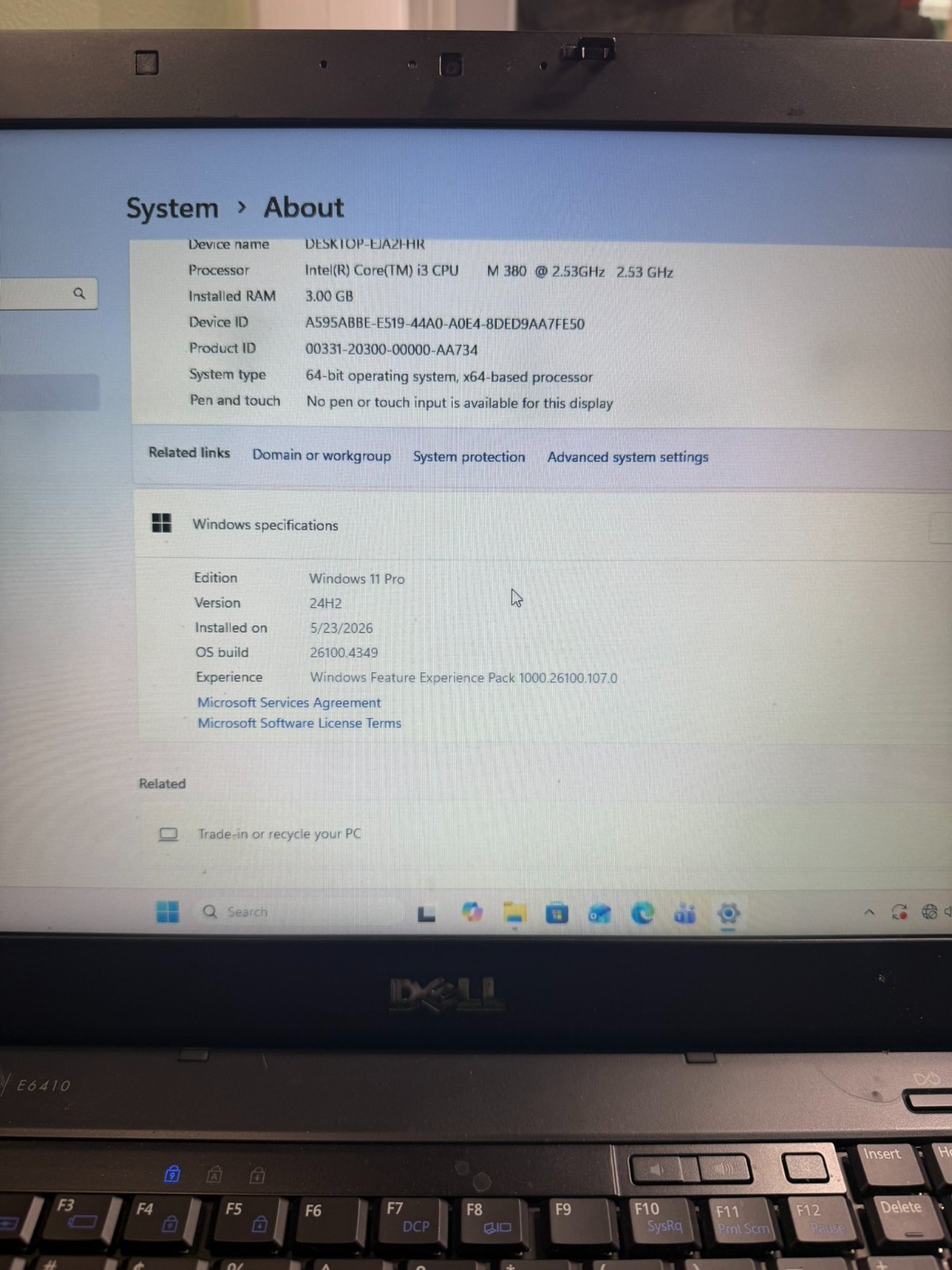 Dell Latitude E6410 i3 m380 3GB RAM 237GB SSD DVD Win 11 Pro Office 2010 Pro