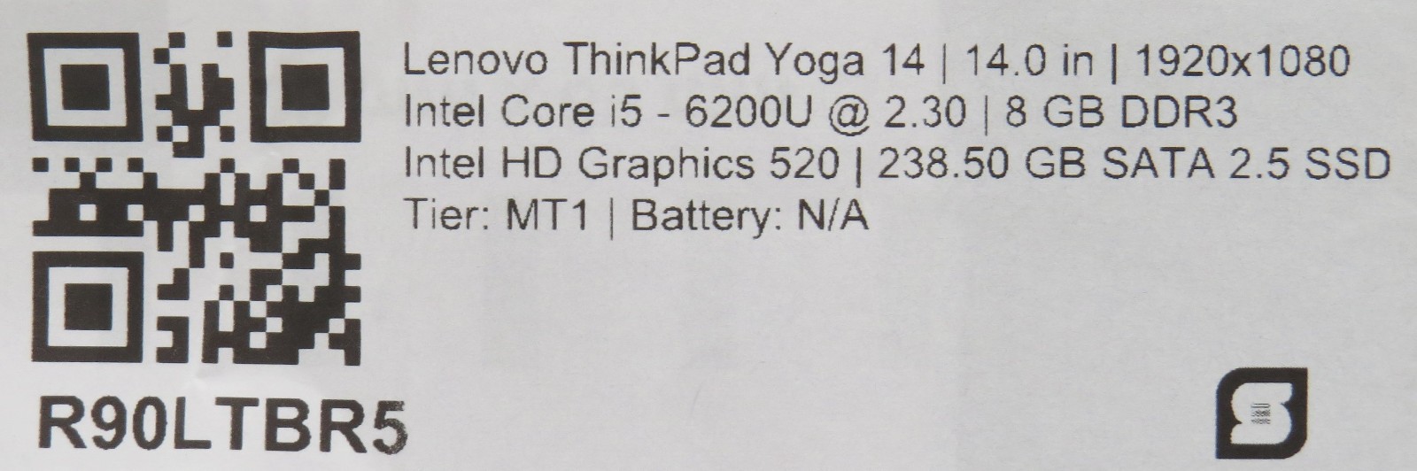 Lenovo ThinkPad Yoga | i5-6200U | 8GB RAM | 238GB SSD | 14″ touch | No OS/AC