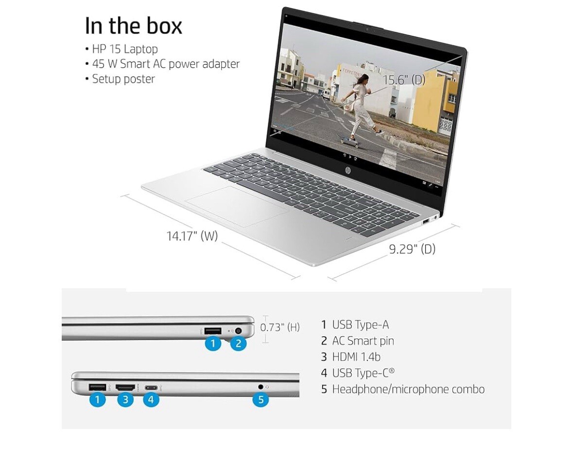 HP 15.6″ Diagonal Full HD (1920 x 1080) Laptop, 11th Gen Intel Core