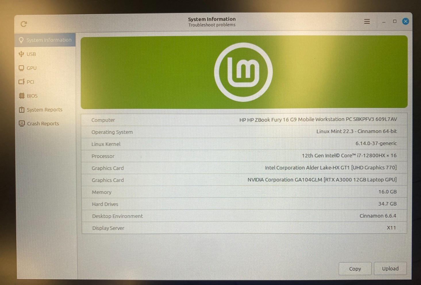 HP ZBook Fury 16 G9 i7-12800HX 16GB DDR5 RAM Nvidia RTX A3000 NO SSD/OS/Battery