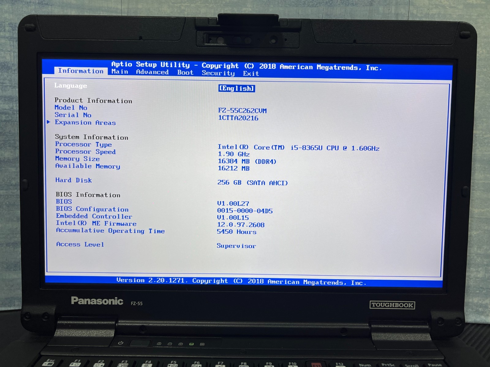 FZ-55C262CVM i5-8365U, 512GB NVMe OPAL,16GB Mem,VGA,HDMI, GPS, Touchscreen,Win11