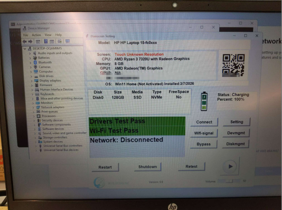 HP 15.6″ HD LED Touchscreen Ryzen 3 7320U 8GB RAM 128GB SSD Win11 Home Silver