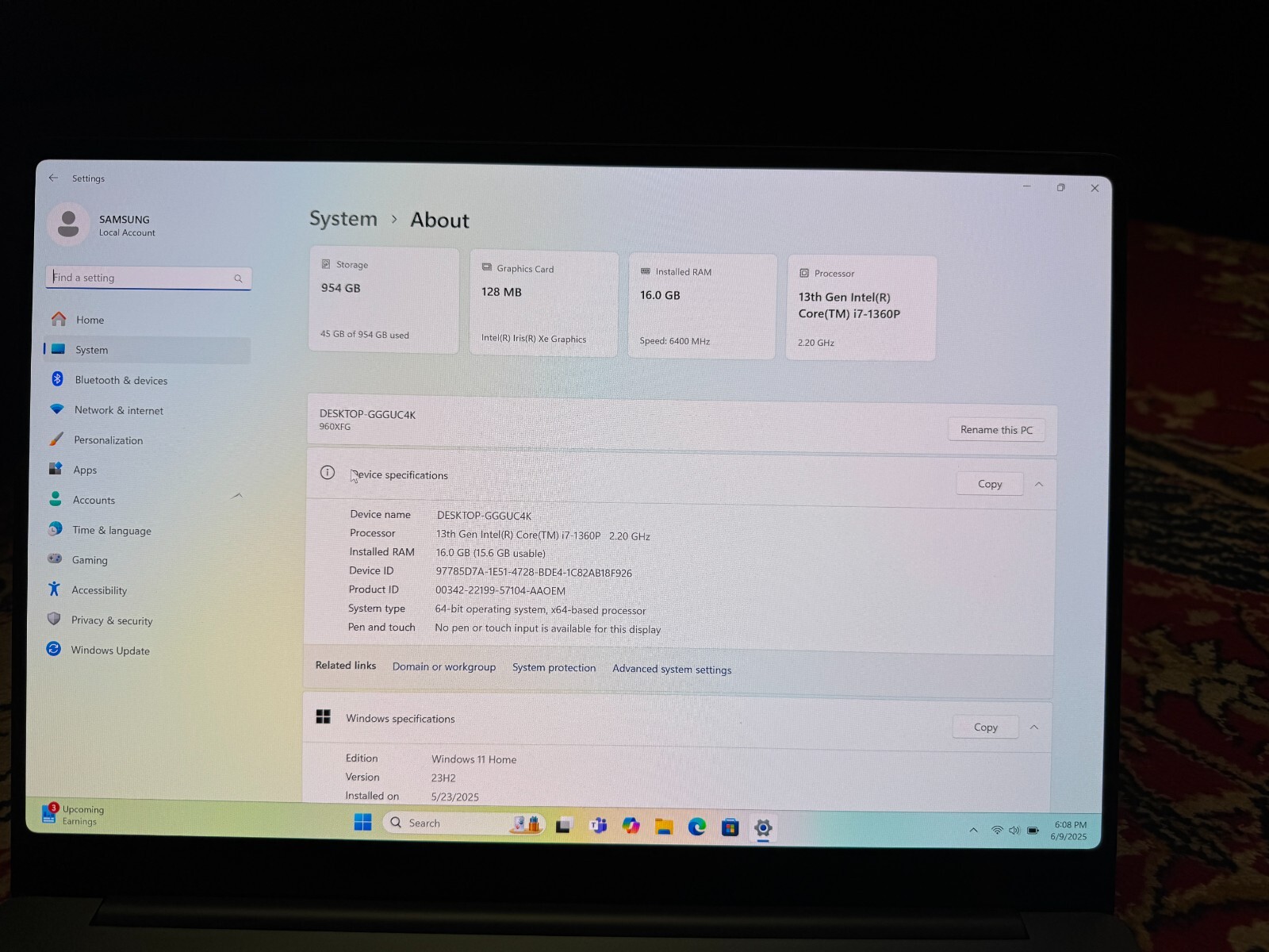 Samsung Galaxy Book3 Pro 16″ i7-1360p 16GB RAM 1TB NP960XFG WORKS READ