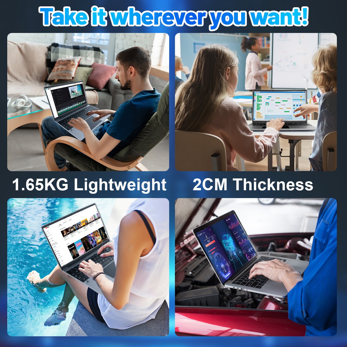 15.6 inch Laptop 16GB+512GB Windows 11 Computers Support WiFi/Bluetooth Gray PC