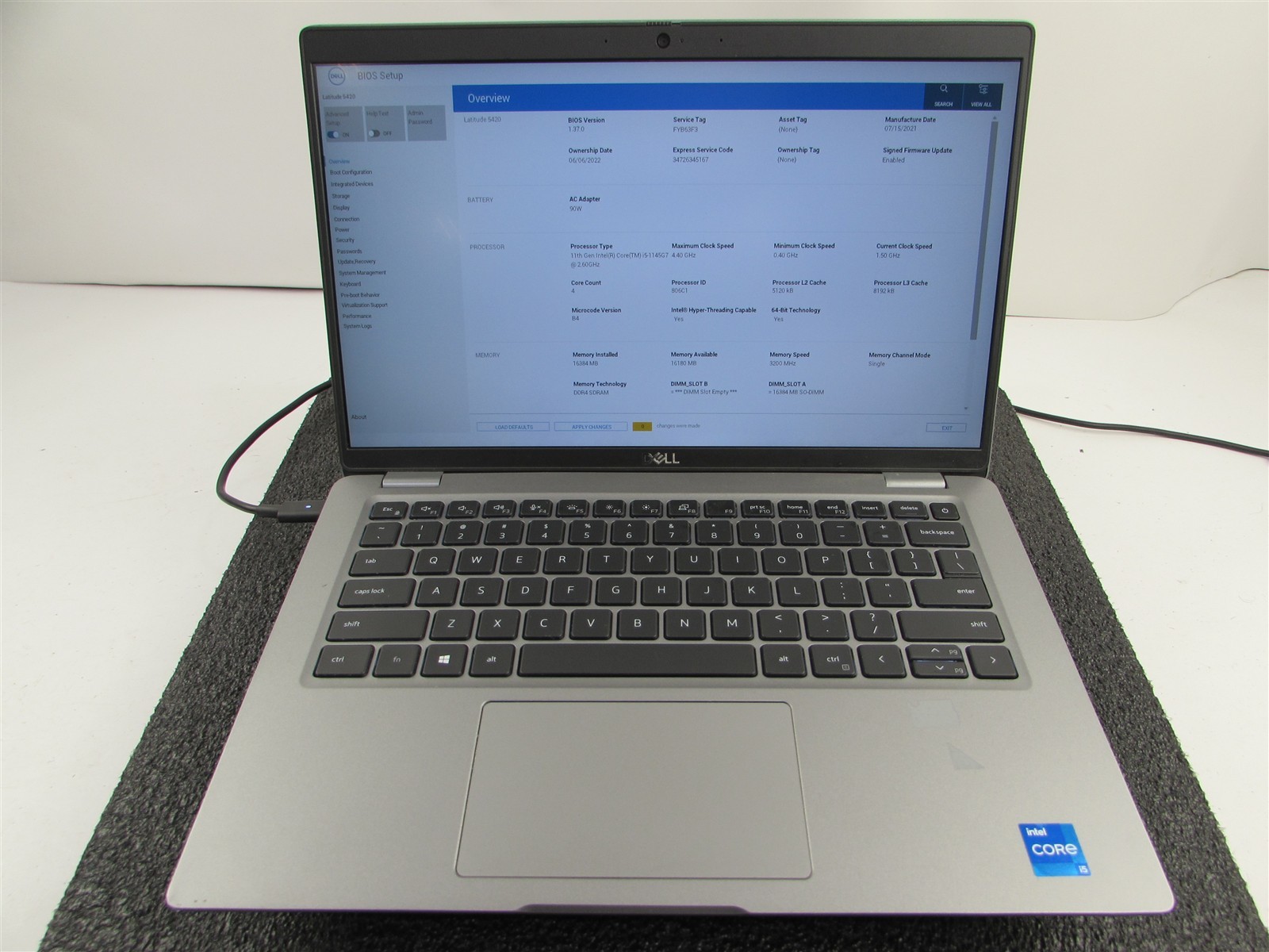 DELL LATITUDE 5420 1920X1080 FHD CORE I5-1145G7 512GB SSD 16GB RAM NO O.S/BATT