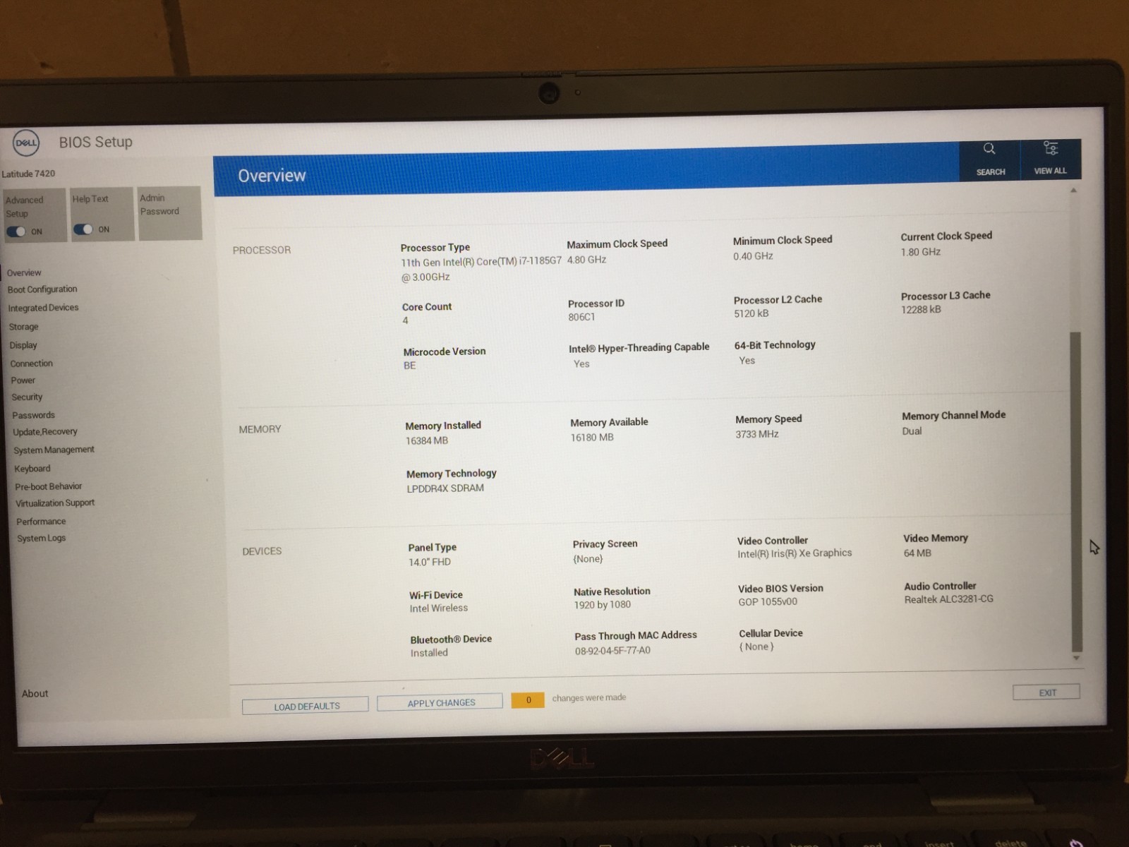 Dell Latitude 7420 14″ FHD Laptop i7-1185G7 @ 3.00GHz 16GB RAM 512GB SSD w/AC