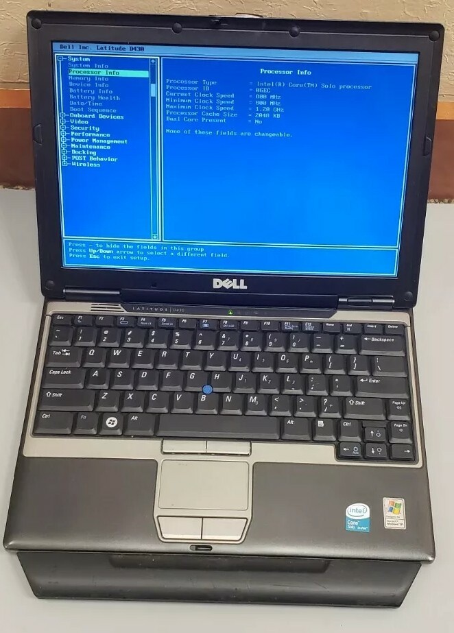 Dell Latitude D430 Intel Core Solo 1.20GHz 2GB RAM 60GB HDD WIFI BOOT TO BIOS