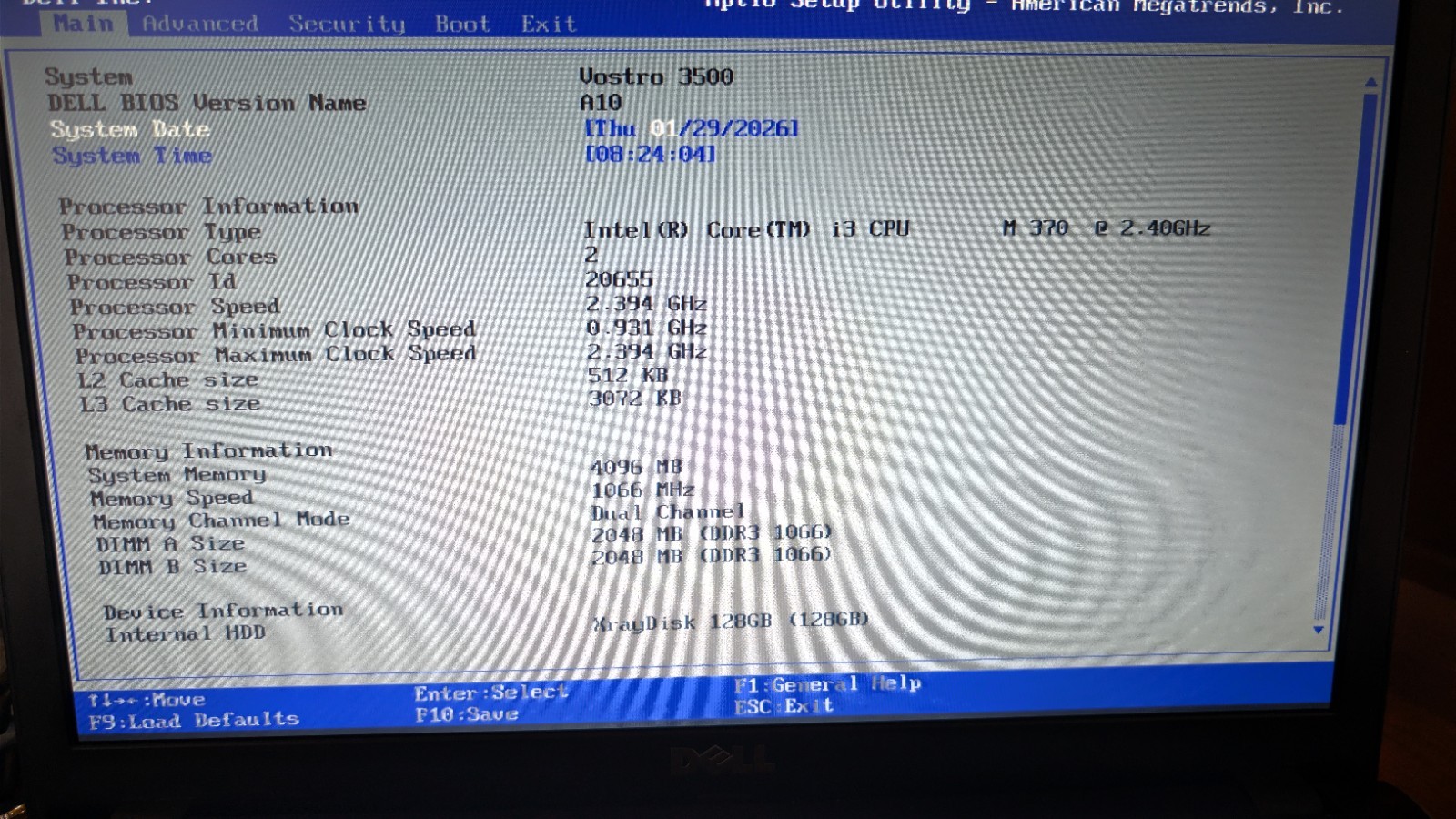 DELL VOSTRO 3500 PC LAPTOP INTEL CORE I3 M370 2.4ghz 4GB 120GB SSD WIN 10 PRO