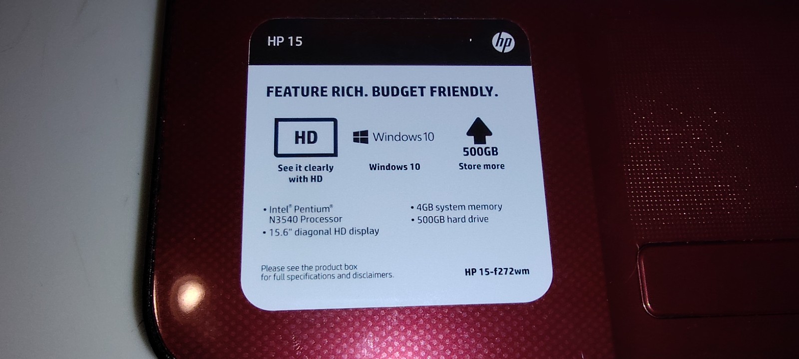 HP 15-F272WM 15.6″ Laptop WITH Dell Laptop case