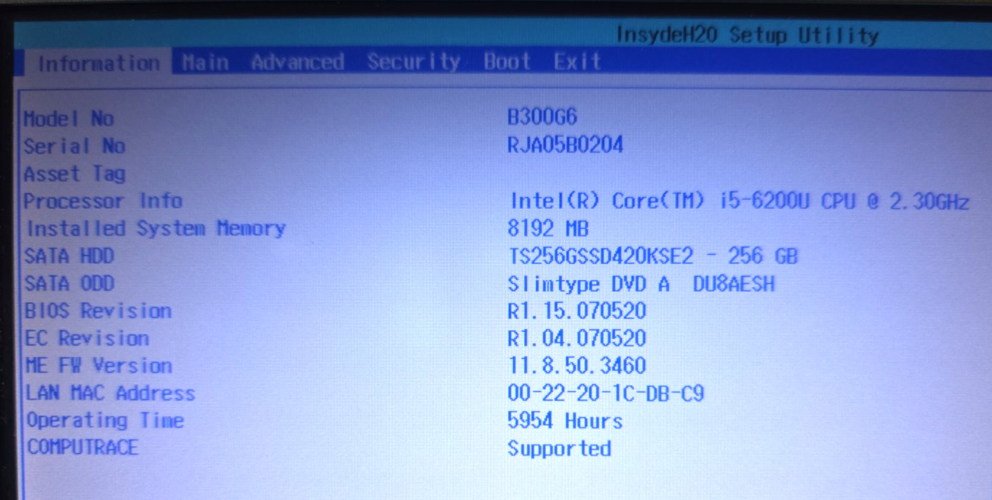 Getac B300 G6| Touch| Intel Core i5-6200U| 8GB RAM| 256GB SSD| No OS| 5954 Hours