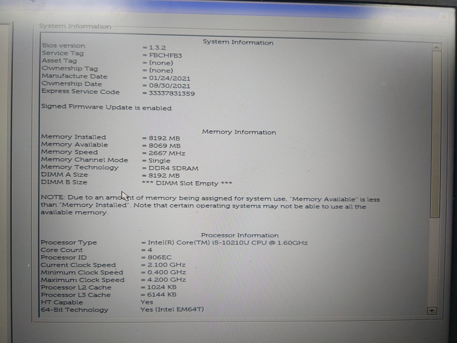 Dell Latitude 5510 15.6″ i5-10210U 8GB RAM No Battery/OS/SSD