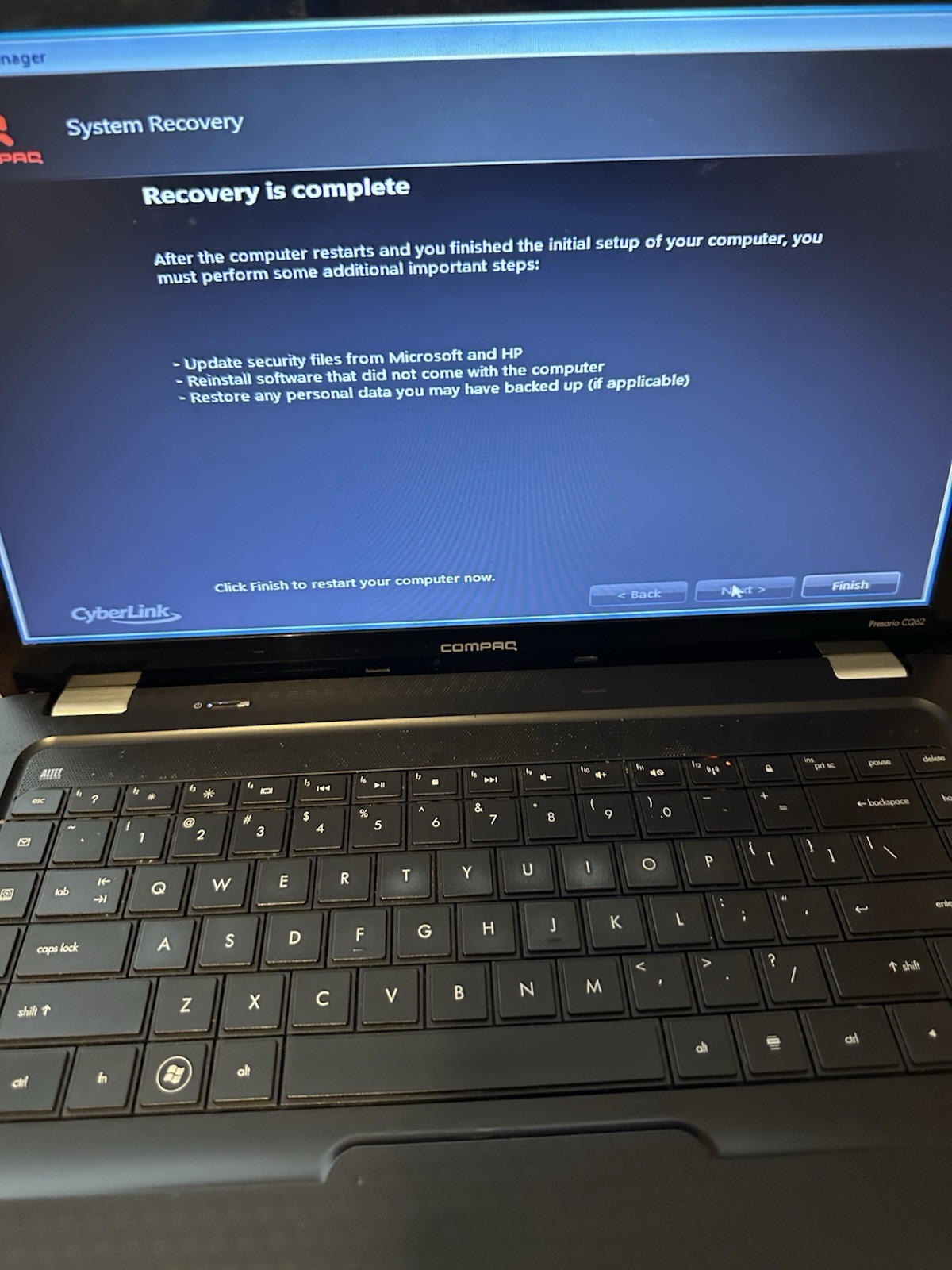 Compaq Presario CQ62 15.5 In Laptop, Windows 7, Factory Reset