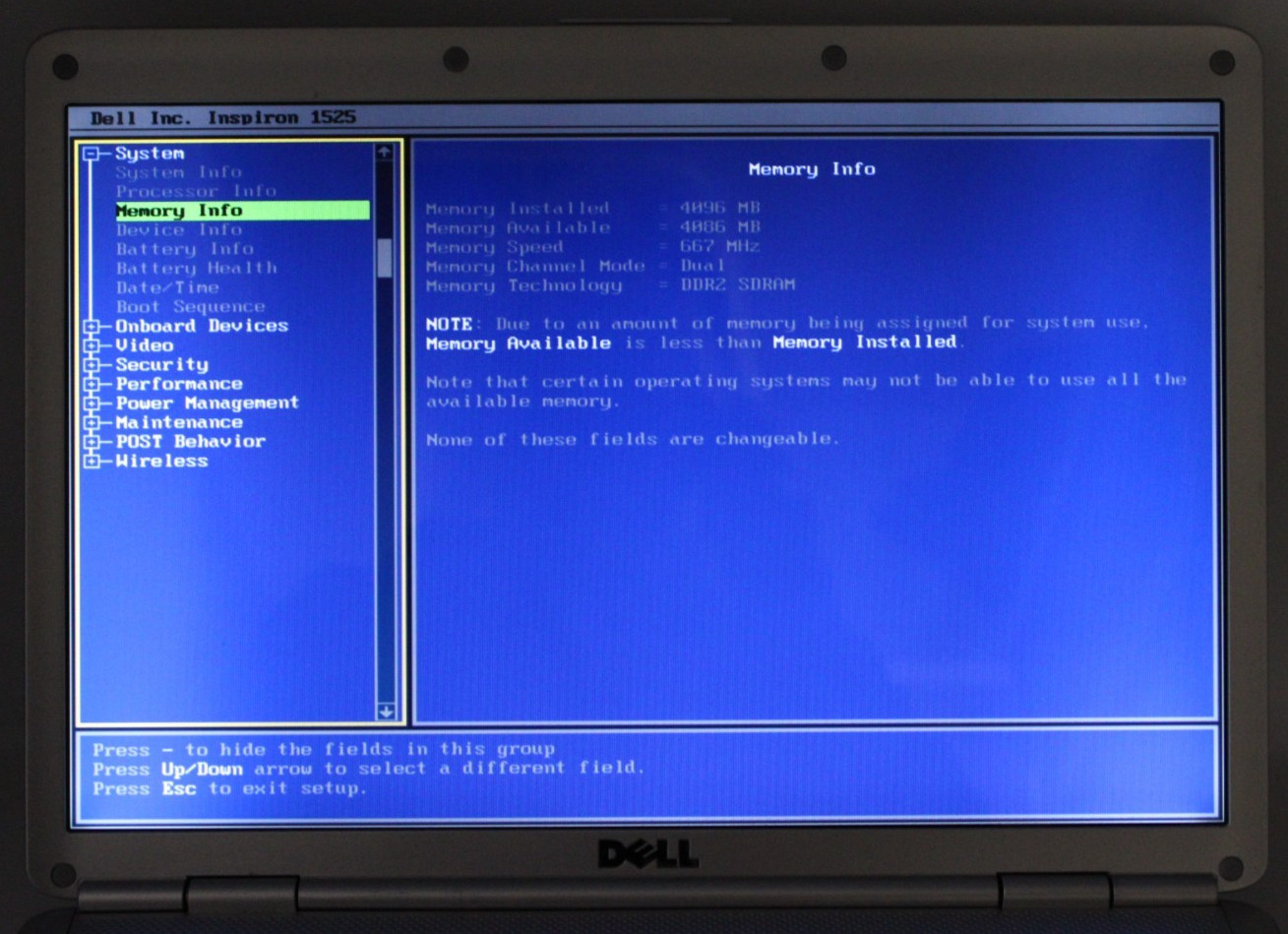 Dell Inspiron 1525 2Duo-T2390@1.86GHz 4GB DDR2 NO STORAGE OR OS *USED/TESTED*