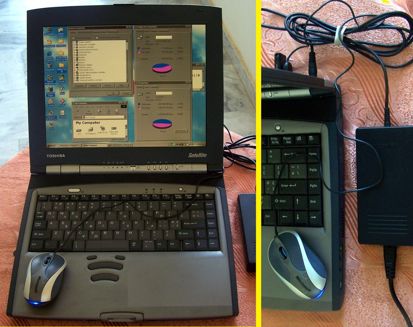 Win 98 Toshiba S-2800 Intel 650 MHz, 96MB, 4GB, Floppy, Parallel, Dos Νο cds ibm