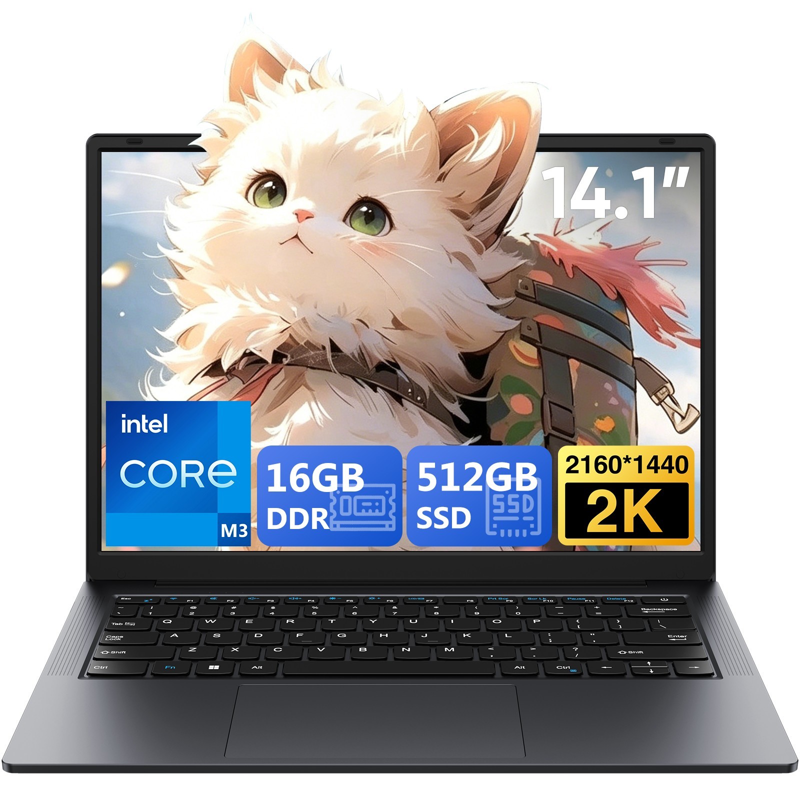 14″ Laptop 16GB RAM 512GB SSD IPS Sreen Windows 11 Pro Intel Core M3 3.4GHz