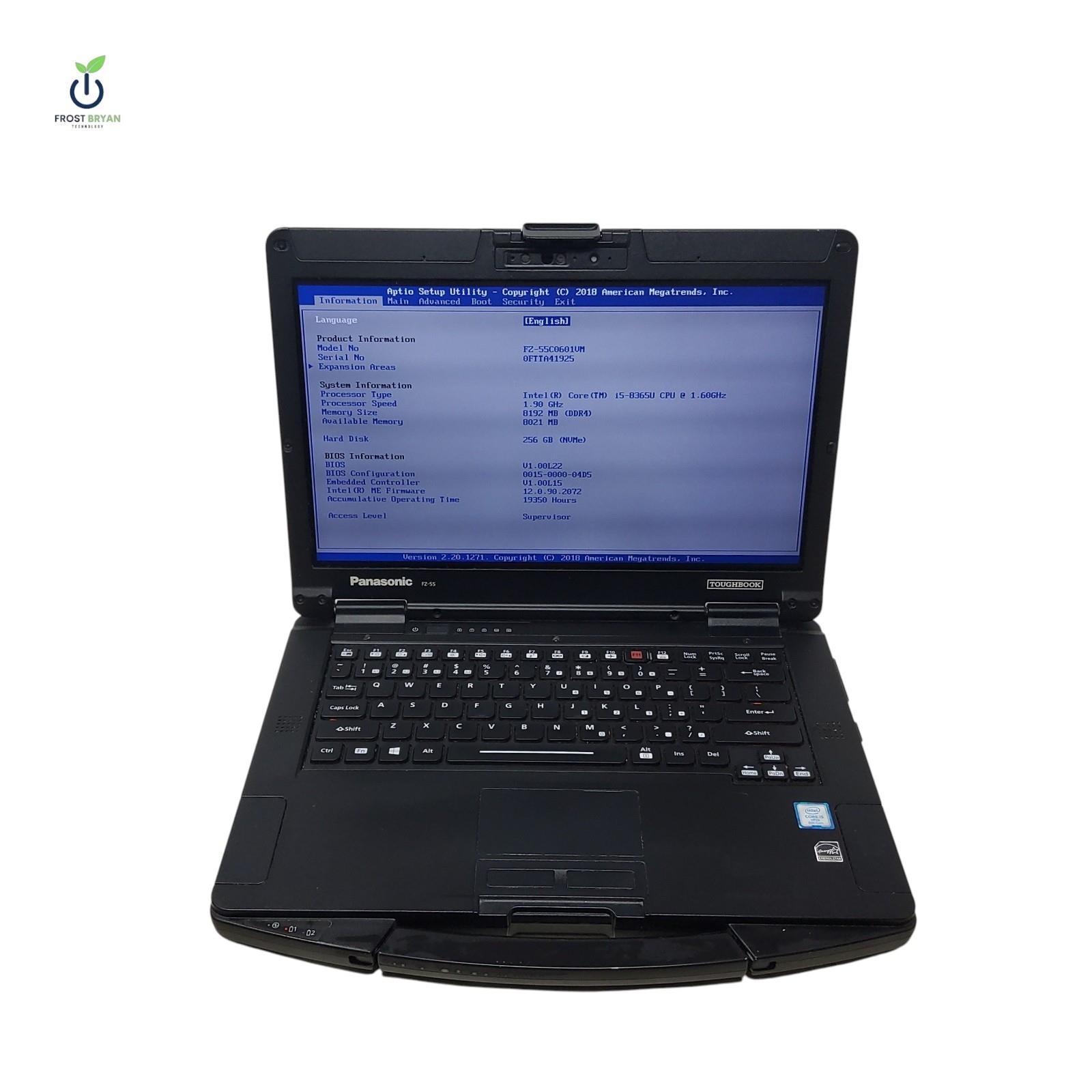 Panasonic FZ55-1 Laptop i5-8365U@1.60GHz 8GB 256GB SSD No OS Grade C [READ]