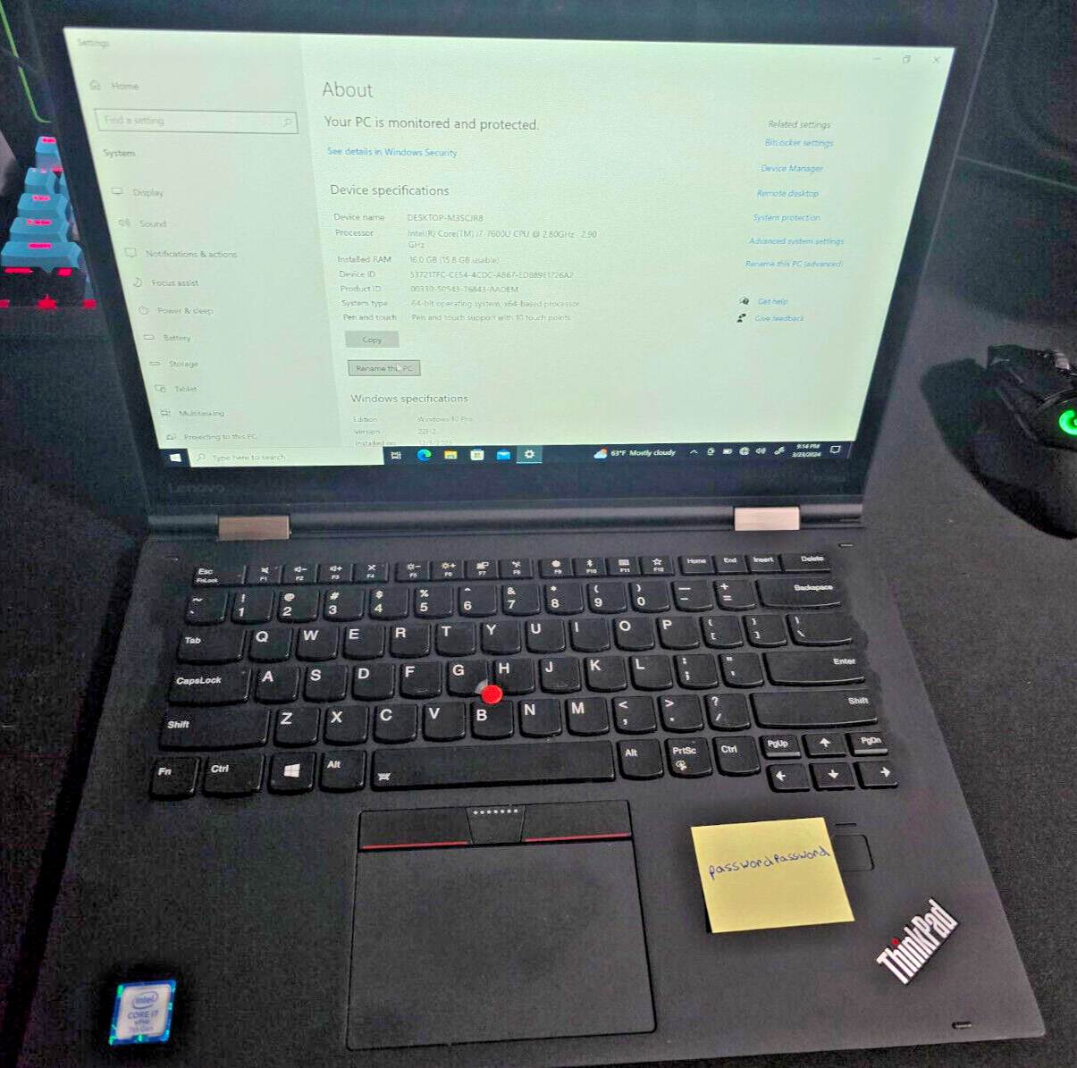 lenovo thinkpad x1 yoga 2nd gen i7