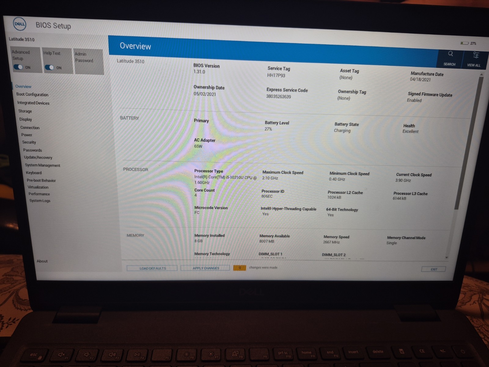 Dell Latitude 3510 15.6″ HD i5-10210U 8GB RAM No OS/SSD