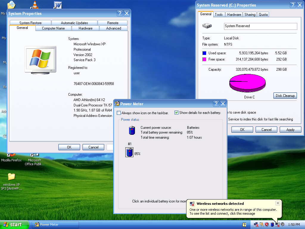 TOSHIBA SATELLITE A215 AMD ATHLON 64 X2 1.90GHz 2GB RAM 320GB HDD XP PRO ATI
