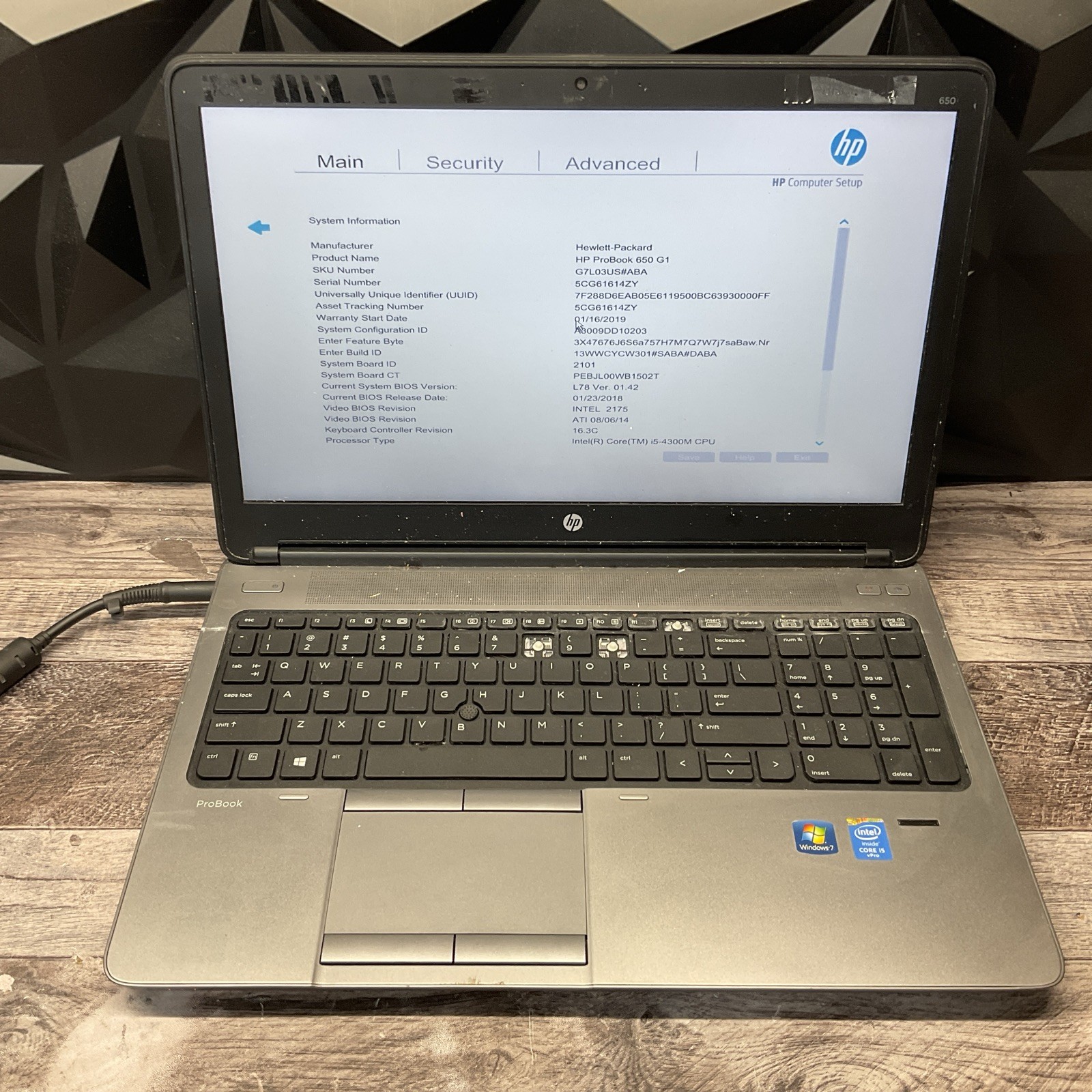HP ProBook 650 G1 / i5 4th Gen / BIOS Unlocked / No RAM / No SSD / M5