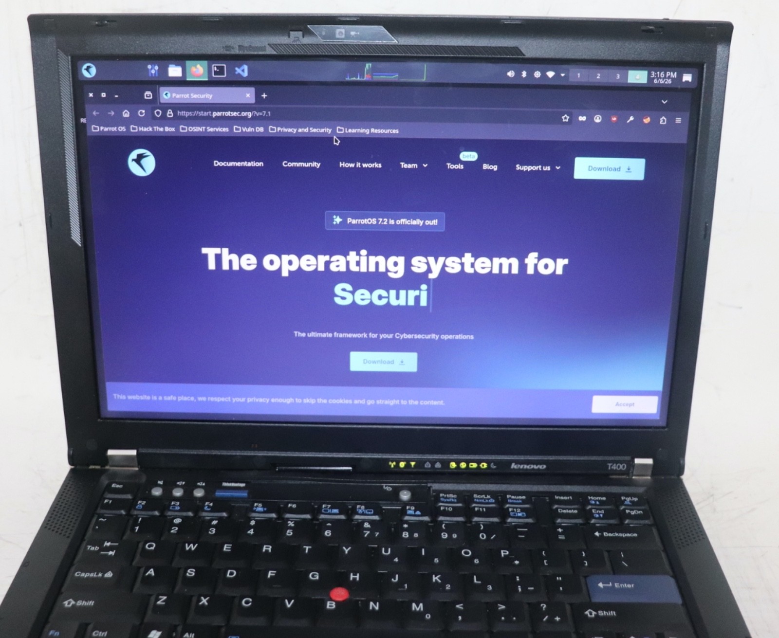 LibreBoot Lenovo ThinkPad T400|Int Core Duo@2.53GHz|8GRAM|320HDD|Parrot Security