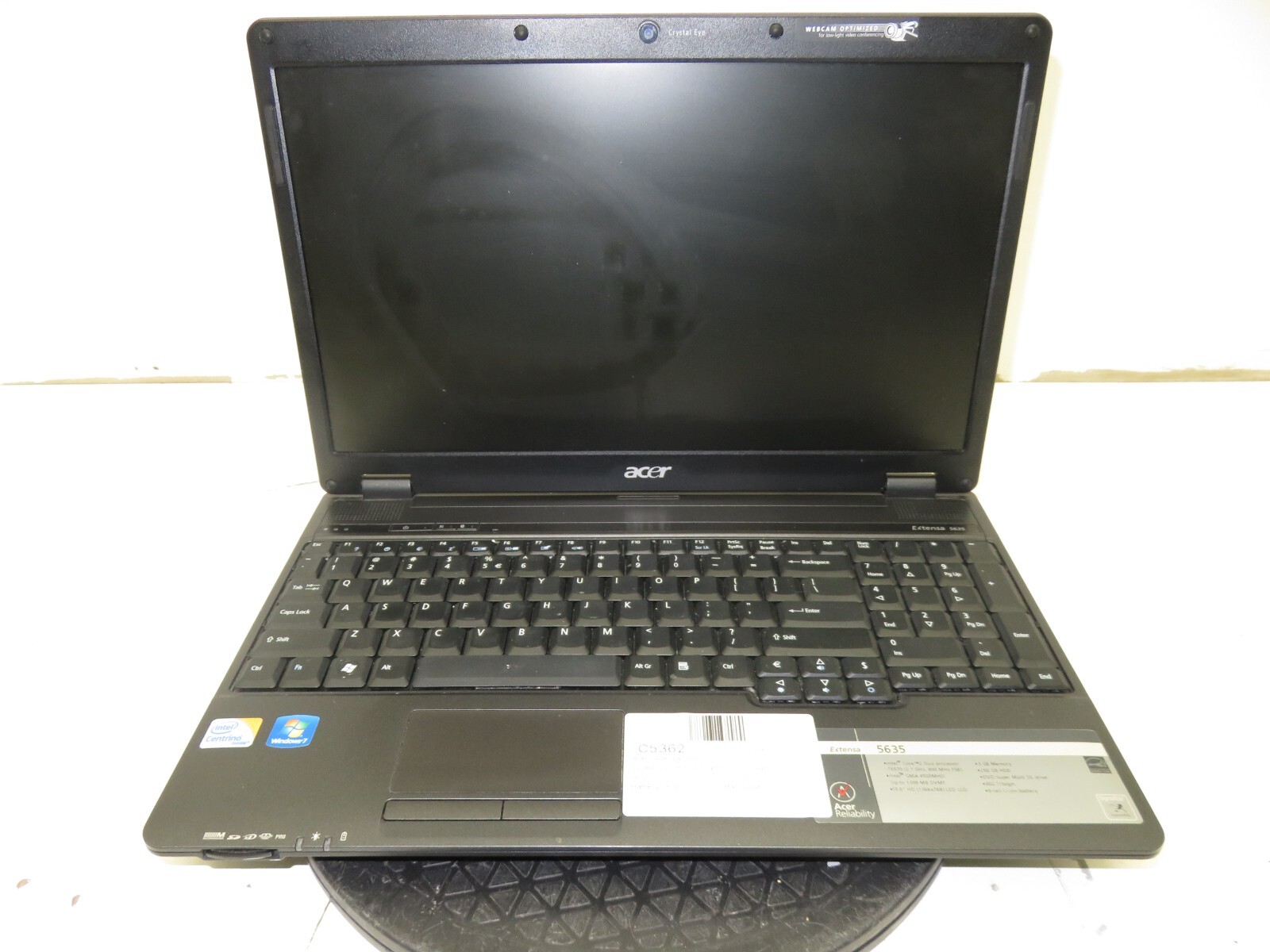 Acer Extensa 5635-6897 Laptop Intel Core 2 Duo T6570 3GB Ram No HDD or Battery