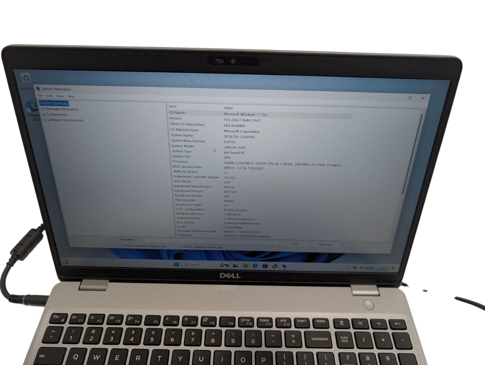 Dell Latitude 5510 15.6″ Intel i5-10310U 16GB RAM 256GB SSD Win 11 Pro GRADE B