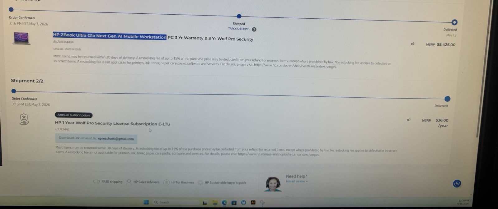 HP ZBook Ultra G1a Next Gen AI Mobile Workstation windows 11 32gb ram 1tb SSD