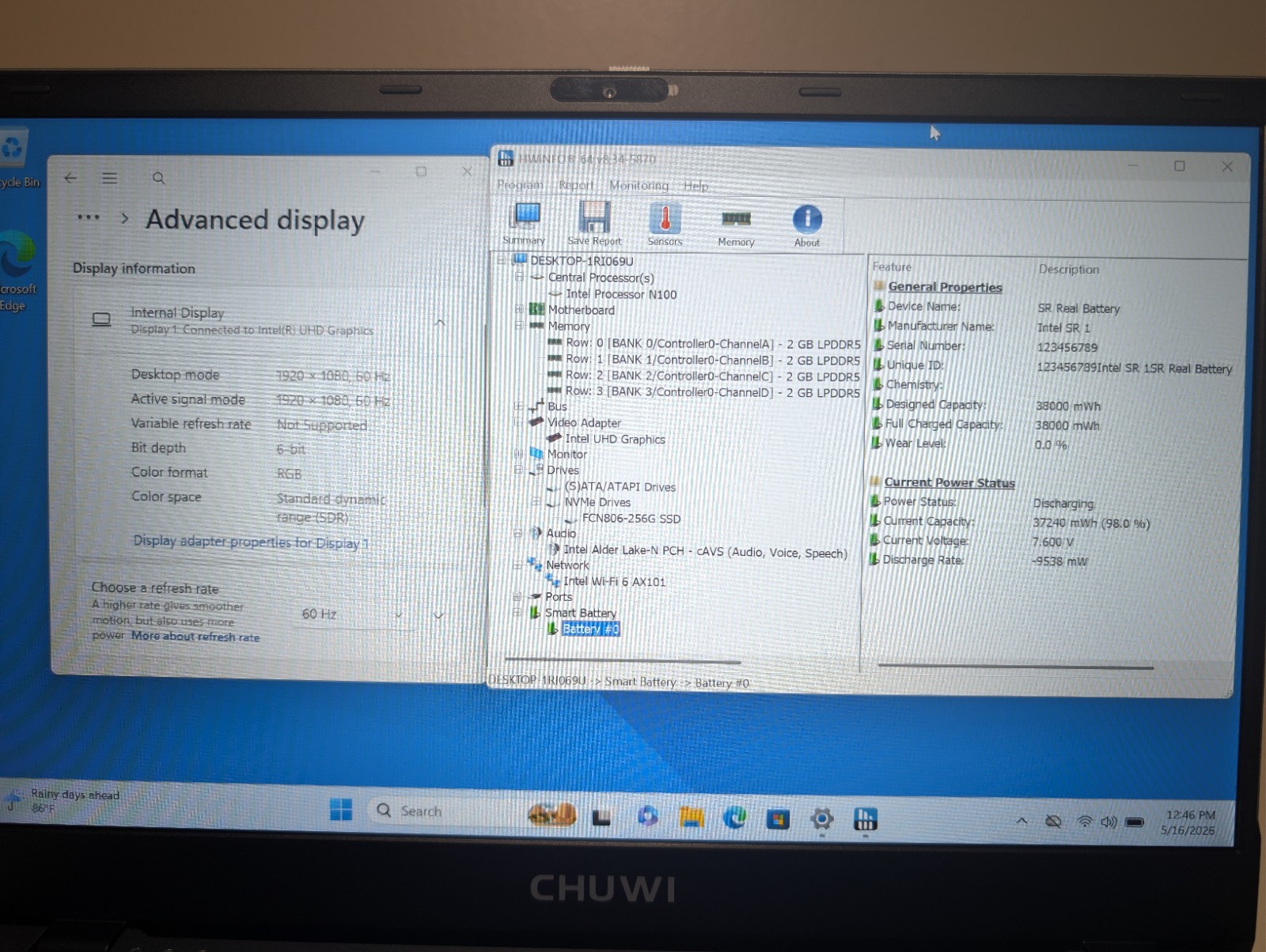 CHUWI GEMIBOOK XPRO | Intel N100 8GB RAM 256GB NVMe SSD | FHD Windows 11 Pro