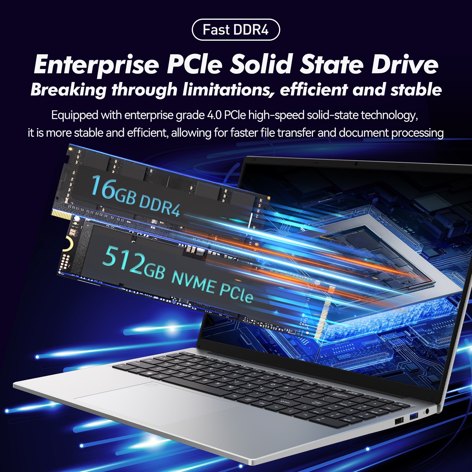 Auusda 16” FHD Laptop Intel i3 16GB RAM 512GB SSD W11 Pro WiFi6 TypeC Backlit