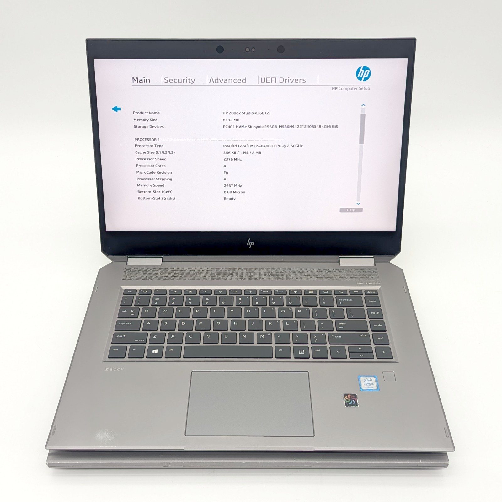 Lot of 2 HP ZBook Studio G5 – Intel Core i5 8th Gen 8GB RAM 256GB SSD No OS/AC