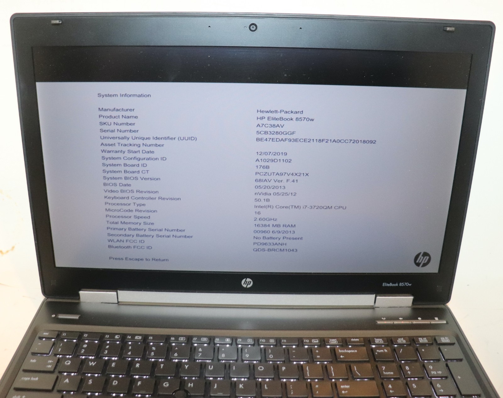 HP EliteBook 8570w |Intel Core i7@2.60 GHz|16GB RAM|256GB SSD|Win10Pro|Webcam