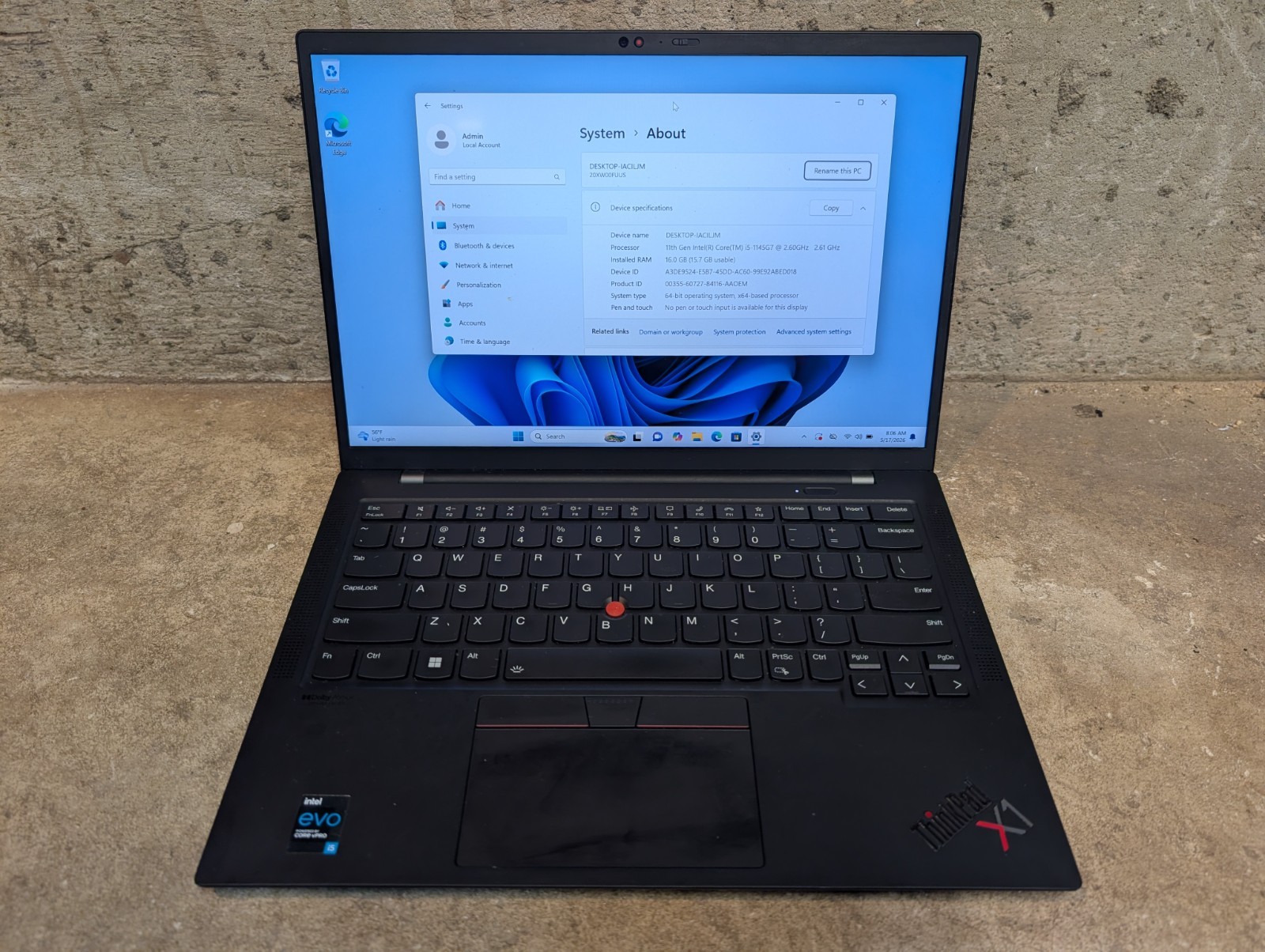 Lenovo Thinkpad X1 Carbon Gen 9 Core i5-1145G7@2.6Ghz 16GB RAM 512GB SSD W11Pro