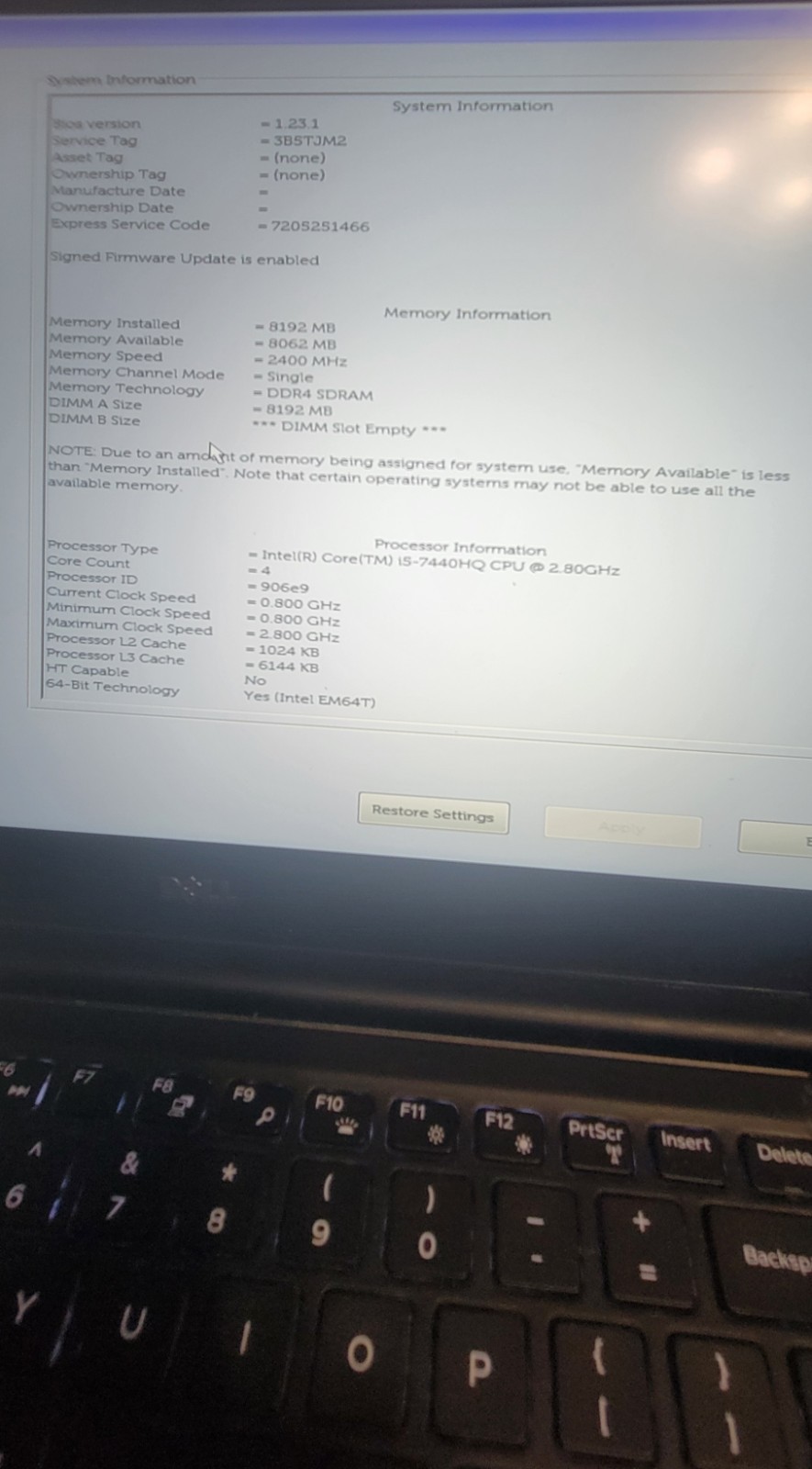 Dell Precision 5520 15.6″ Laptop i5-7440HQ 8GB RAM No Ssd