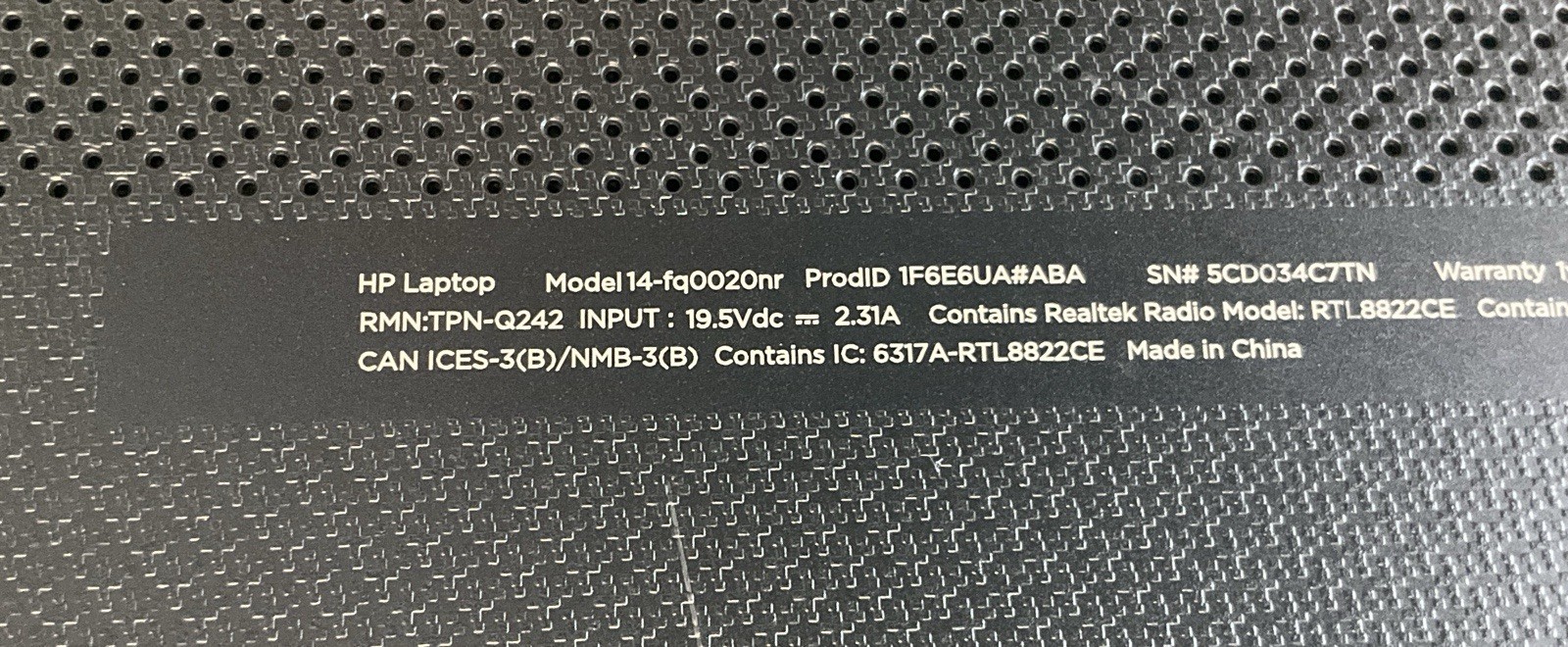 HP 14-fq0020nr 14″ Laptop 4GB RAM 64GB eMMC AMD 3020e Radeon @ 1.20GHz