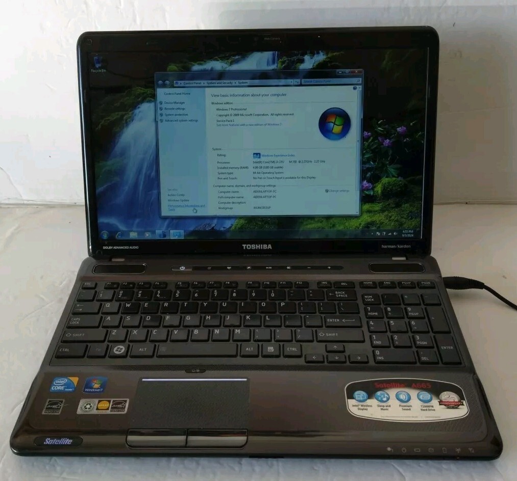 TOSHIBA SATELLITE A665-S INTEL CORE i3-M350 2.27 GHz 6GB 500 GB WIN 7 PRO