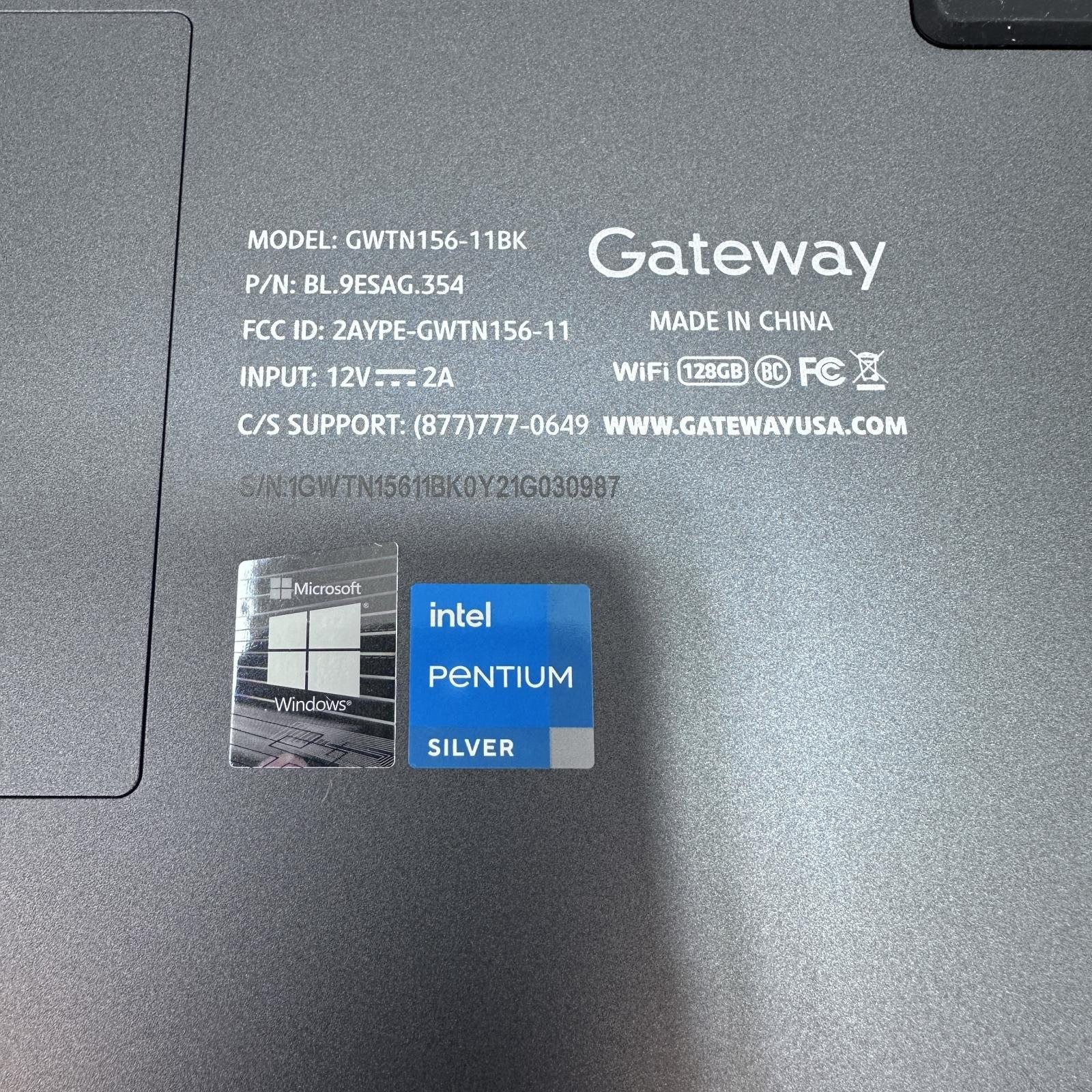 Gateway GWTN156-11BK Laptop, Intel Pentium Silver N5030, 4GB, 128GB