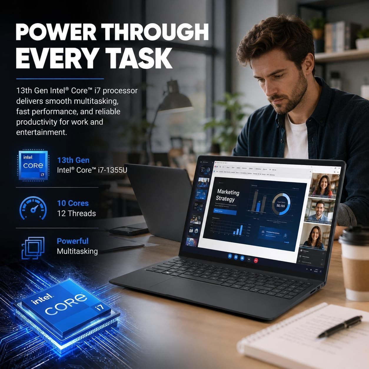 Dell 2026 DC15250 15.6″ FHD Touchscreen Laptop, 16 GB DDR5 512 GB SSD, Intel i7