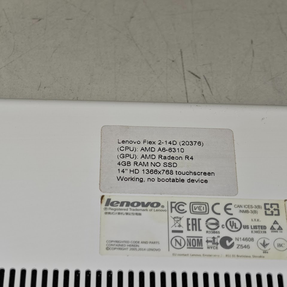 Lenovo Flex 2-14D Laptop – AMD A6-6310, AMD Radeon R4, 4GB RAM